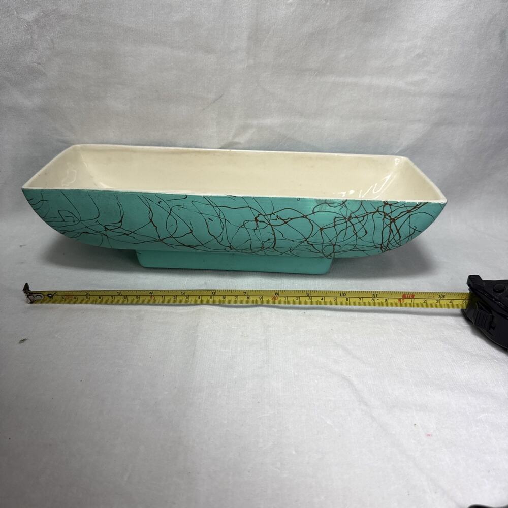 Maddux of California Planter, Turquoise Splatter Mid Century Modern MCM 13.5 In